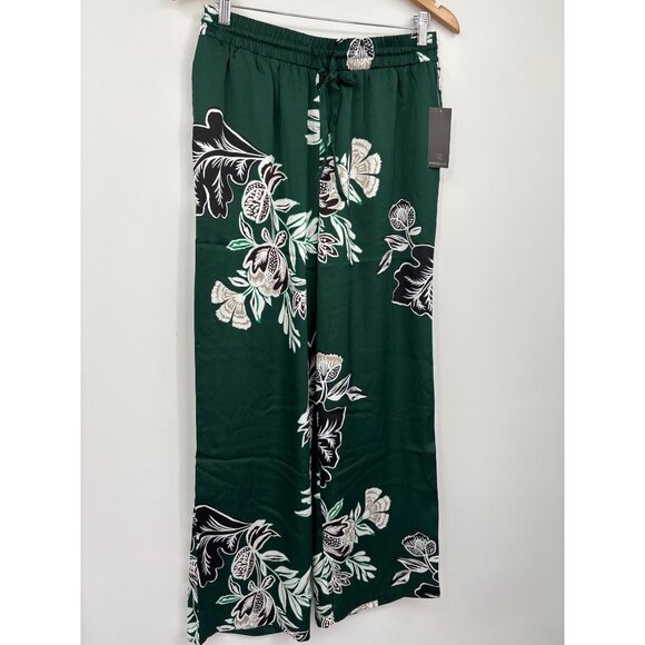 Rafaella Floral Pull On Wide Leg Pant Sparkling Green Black Size Medium NEW - Picture 2 of 6
